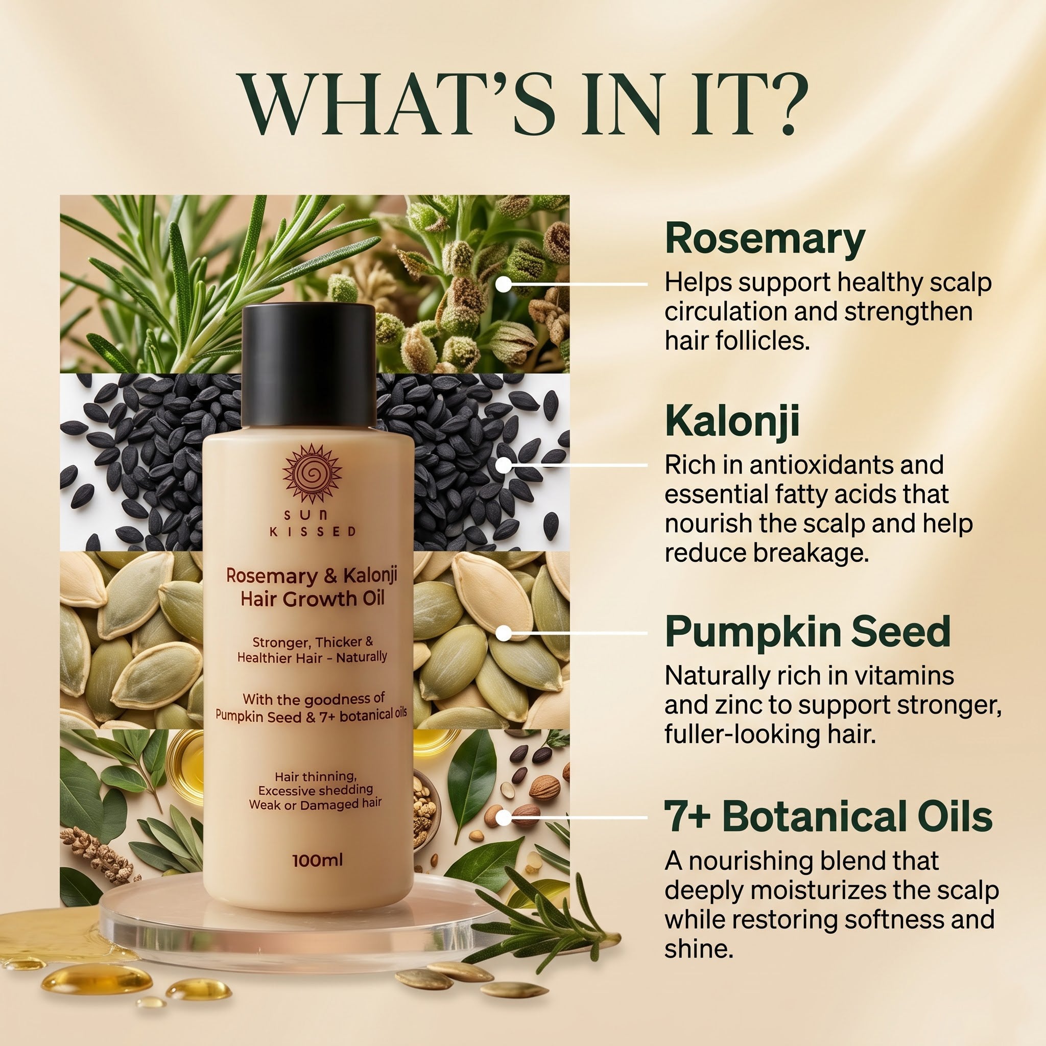 Rosemary & Kalonji Hair Growth Oil - Sun Kissed Skin Care